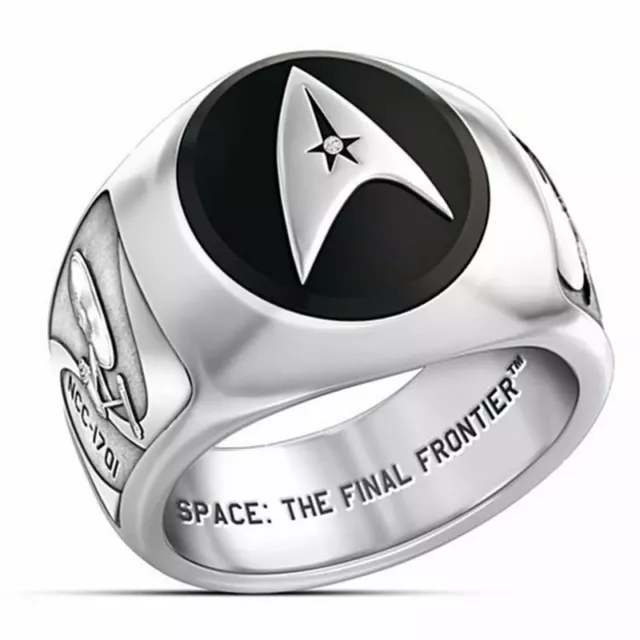 New Stars Trek Black Enamel Rings for Men Starship Enterprise Ring Party Jewelry