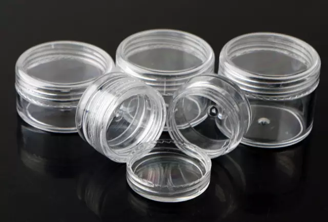 3ml 5ml 10ml Small Round Plastic Sample Pot Jar Glitter Make Up Cosmetic Travel