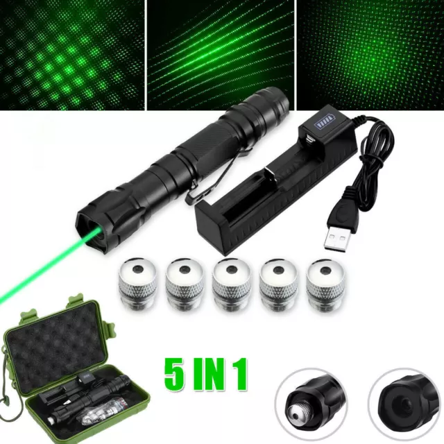 50Miles Green Laser Pointer Pen Rechargable Lazer Visible Beam Torches Charger