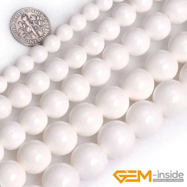 Natural White Shell Gemstone Round Loose Spacer Beads For Jewelry Making 15" YB