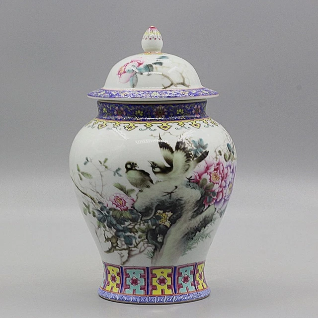 Chinese Antique Powder porcelain “花开富贵” General Jar Tank Qing Dynasty Qianlong