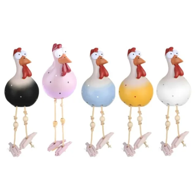Funny Chicken Statue Resin Ornament Long Leg Rooster Garden Stakes Outdoor Decor