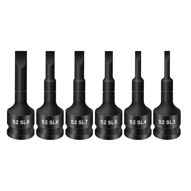Black Slotted Screwdriver Bit Socket Adapter SL3 SL8 with 3/8 inch Square Head