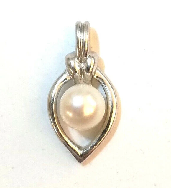 Ciondolo Con Catena Di Perle Lucenti In Argento Sterling 925 Vera Perla Preziosa