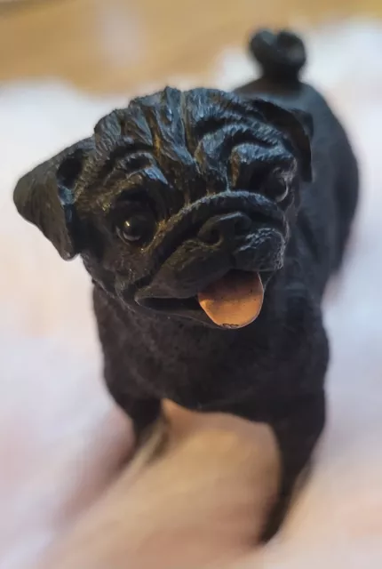 Vintage 1992 Black PUG Figurine Collectible Statue Dog Decor Puppy