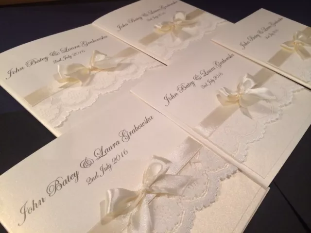 Handmade Lace personalised wedding invitations 3