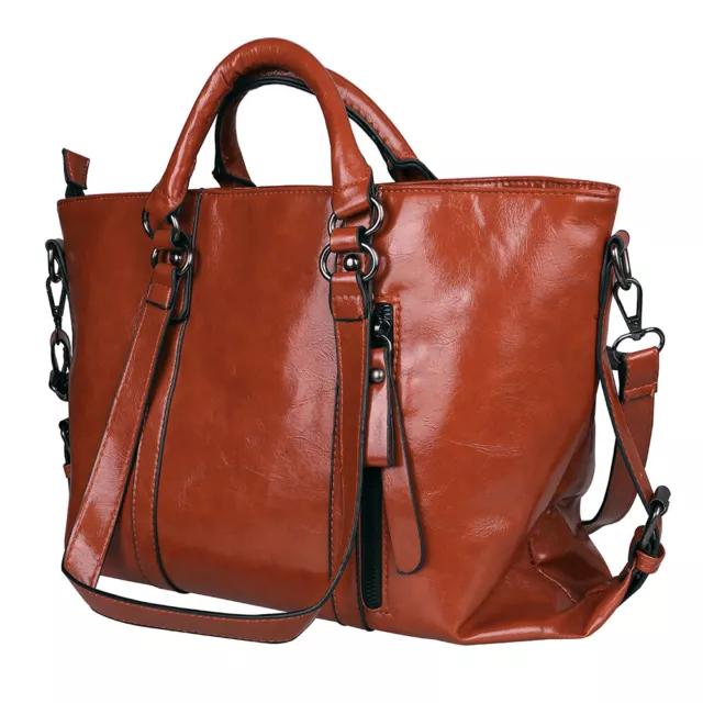 Women Soft Oiled Leather Handbag Messenger Shoulder Tote Bag Crossbody Satchel