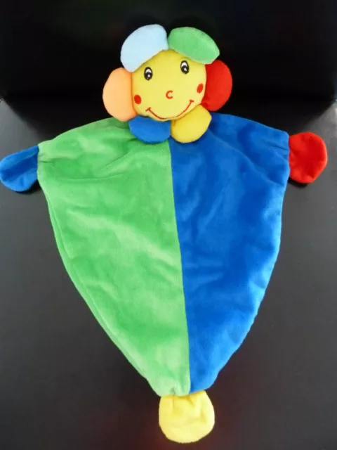 *. Doudou Plat Best Price Fleur Vert Bleu Rouge Jaune Grelot Etat Neuf*