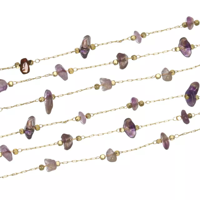 1Pcs 1 Yards Crystal Chain Necklace Chains Bulk (Deep Purple, Gold)