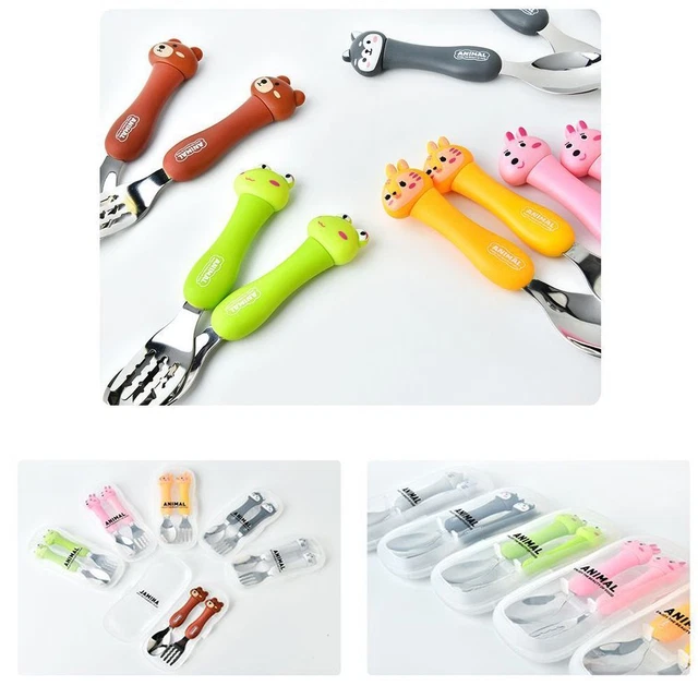 Juego de cucharas de comida cuchara de postre para niños tenedor de cuchara para niños tenedor bebé gadgets