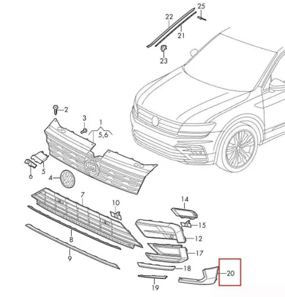 Nuevo Volkswagen Tiguan Ad Delantero Derecho Fog Lower Luz Trim 5Na853212Cgru