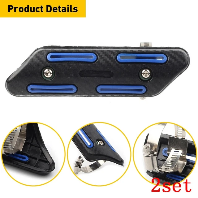 2X Exhaust Muffler Pipe Heat Shield Heel Cover Guard Universal Blue Motorcycle