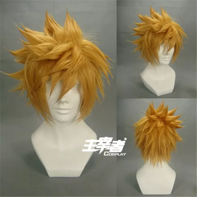 Kingdom Hearts Ventus Final Fantasy Cloud Strife Roxas Blonde Cosplay Wig + Cap