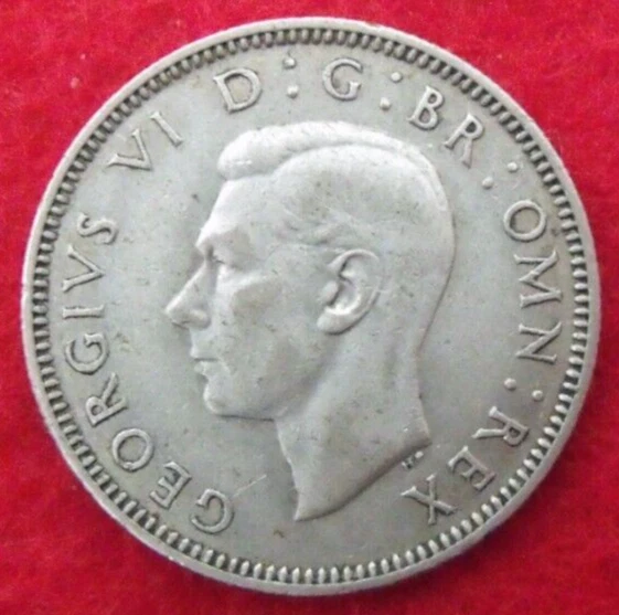 1945 GEORGE VI  SILVER SHILLING  ( 50% Silver )  British 1s Coin.   411