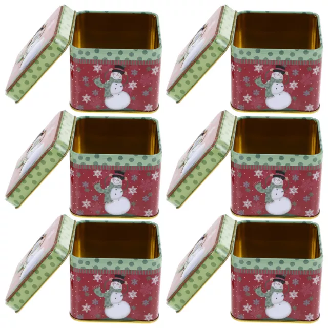 6 pz lattine di caramelle natalizie cubo decorativo scatola di latta scatole di caramelle di Natale scatole di biscotti