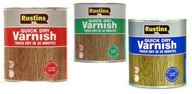 Rustins Quick Dry Clear Varnish.  Satin, Gloss or Matt Finish - 250ml/500ml/1L