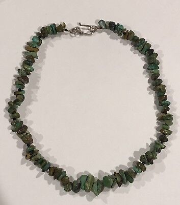 Native American Old Pawn Navajo Sterling 925 Royston Turquoise Onyx Necklace 30g