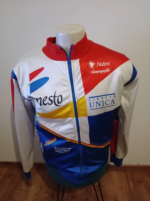 Chemise Polaire Cycliste Vintage Nalini – Équipe Banesto Campagnolo – Taille L/XL – Blanc – Occasion Bon état
