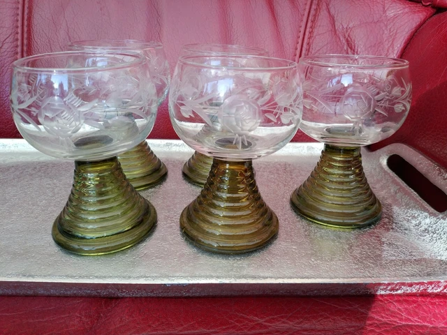 5 roemer verres à vin du Rhin  cristal