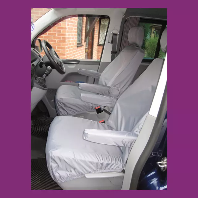 VW Transporter T5 T6 2010+ Grey Tailored Waterproof Front Pair Seat Covers