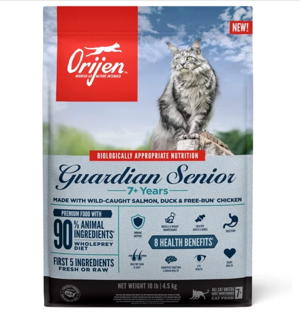 ORIJEN® Dry Senior Cat Food, Grain Free, Premium, High Protein, 10lb