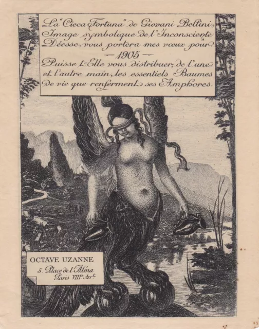 ✒ RARE 1905 Octave UZANNE Carte de voeux - par Félix Vallotton d'après Bellini