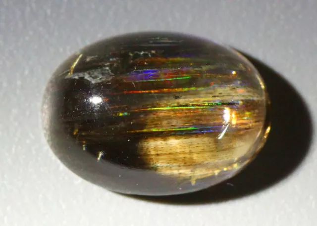 4.48 Cts (12.4 X 9Mm) Oval Cabochon Cut_Natural Rainbow Rutile Scapolite_Brazil