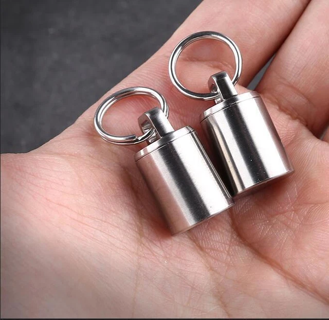 EDC 1 pz mini scatola per pillole impermeabili in puro titanio con portachiavi