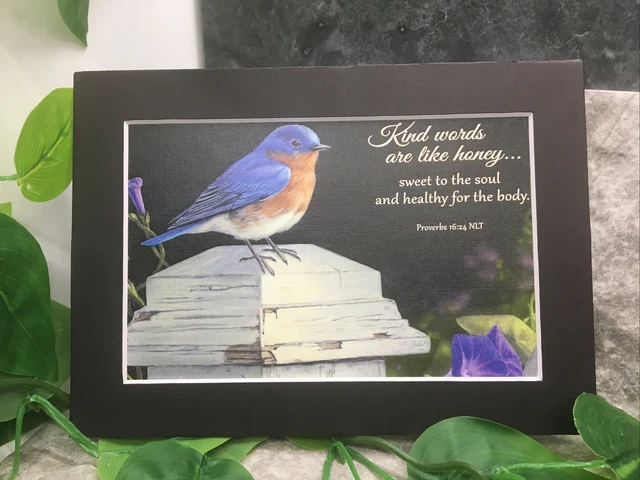 New Handmade 5x7 (Matted 4x6) Inspirational Scripture Songbirds Free Ship 564