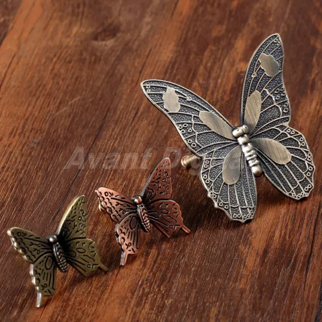 Butterfly Handles Antique Kitchen Cabinet Knob Drawer Pulls Cupboard Door Knobs