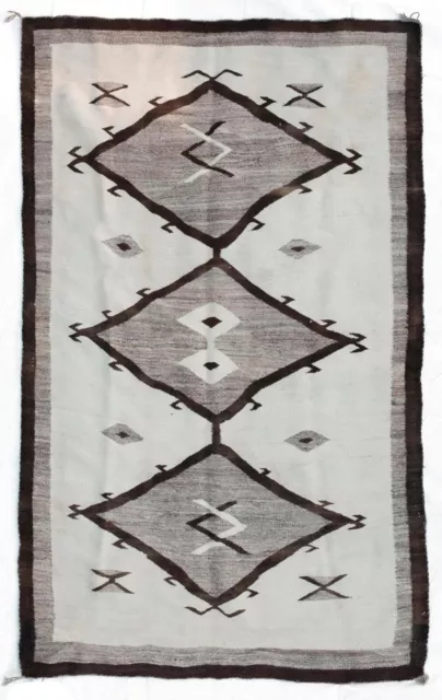 Southwestern Navajo Wool Rug Geometric Aztec Large Grey Native Woven Rug 8'x10'