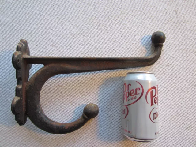 1880's antique Extra Large 12" CAST IRON DOUBLE HOOK for Barn Tack Saddle Coat