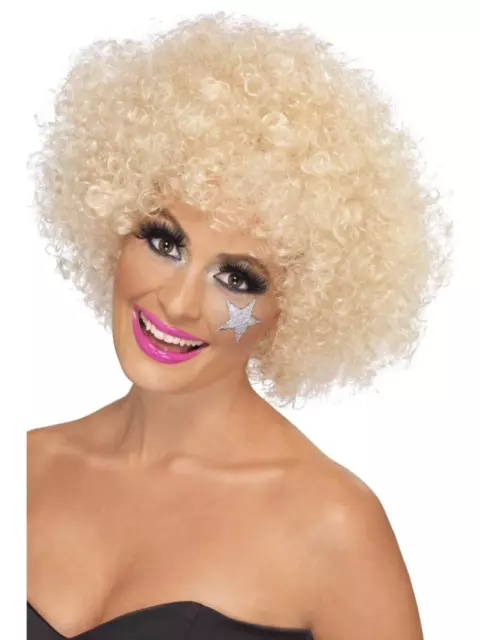 1970's Funky Afro Wig Blonde Dancing Disco Fancy Dress Costume Accessory