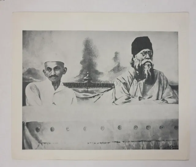 Vintage Stampa Gandhi & Tagore 9.75in X
