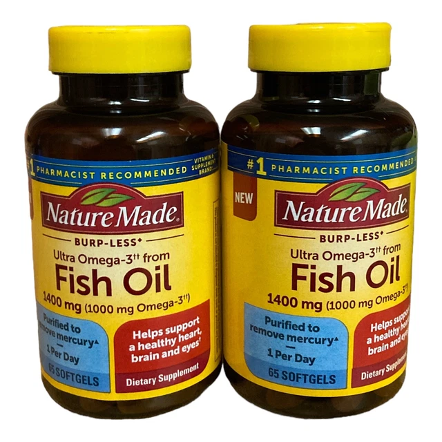 NATURE MADE BURPLESS Ultra Omega 3 Fish Oil 1400mg Softgels 65 Count