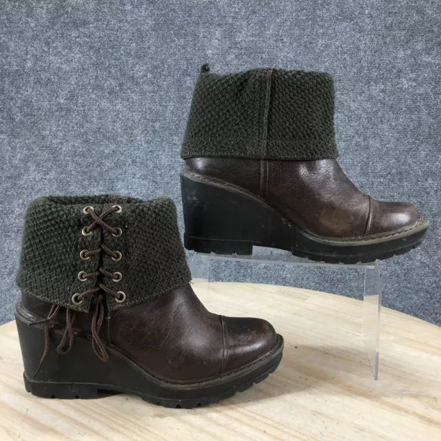 Timberland Boots Womens 6 Kellis Wedge Fold Down Ankle Booties A1JY5 Brown