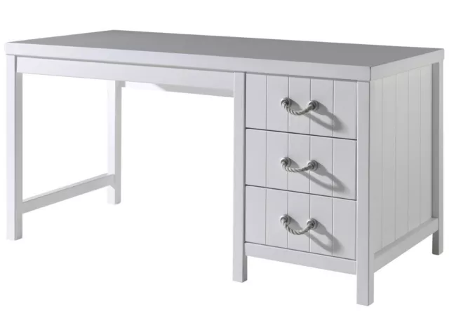 Total White Desk Wood White Lacquered Shabby Style Marina