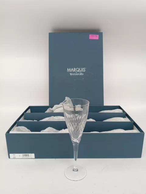 Marquis By Waterford Calla 6Pc Long Stem Wine Crystal Glasses In Box Preowned