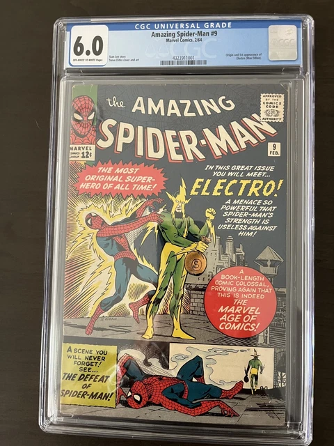 Amazing Spider-Man # 9 1st Appear & Origin Electro From 1964 CGC Grade 6.0 Fine