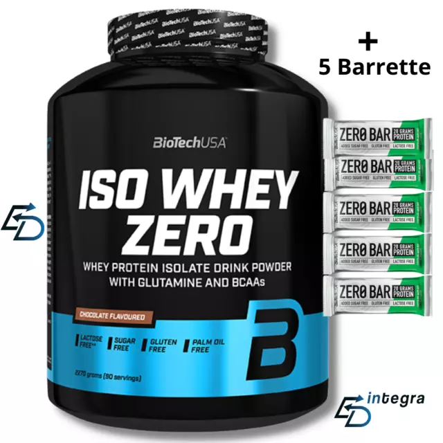 BIOTECH Iso Whey Zero 2270 gr Proteine Isolate del Siero + 5 Barrette Proteiche