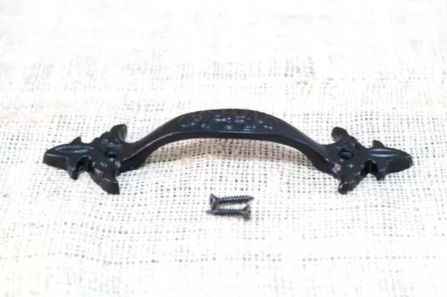 8 Cast Iron Handles Gate Pull Shed Door Barn Handle Drawer Pulls Durable Black 6