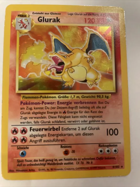 Glurak 4/102 - Base Set Holo Rare Deutsch Charizard Pokemon Karte/card