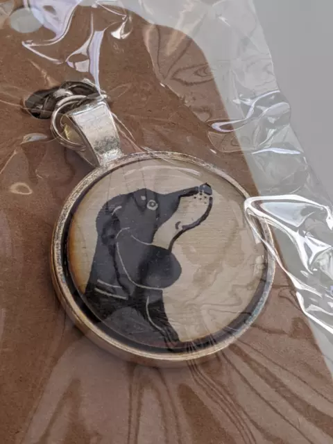 New! Handmade Wrapped wooden Dachshund glass keyring charm Sausage Dog wood cute