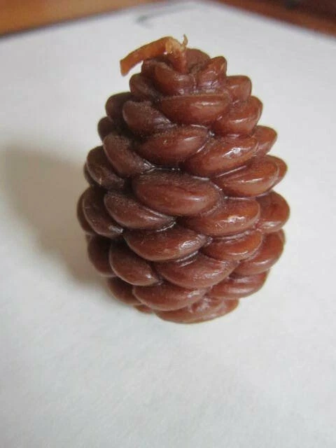 Candle Pine Cone Shaped Small Brown Vintage UNUSED 1.5 inch FREE SHIP