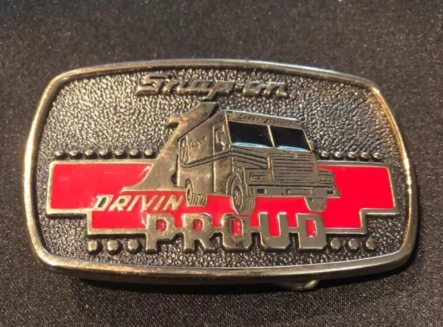 Vintage Snap-On"Drivin Proud "  Belt Buckle Solid Brass Limited Edition 1989