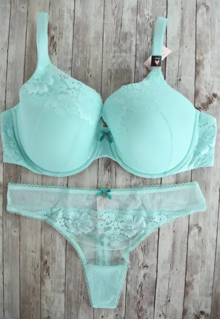 40DD/XL *BODY BY VICTORIAS* SECRET LIGERAMENTE FORRADO SUJETADOR COBERTURA COMPLETA Creme de Mint