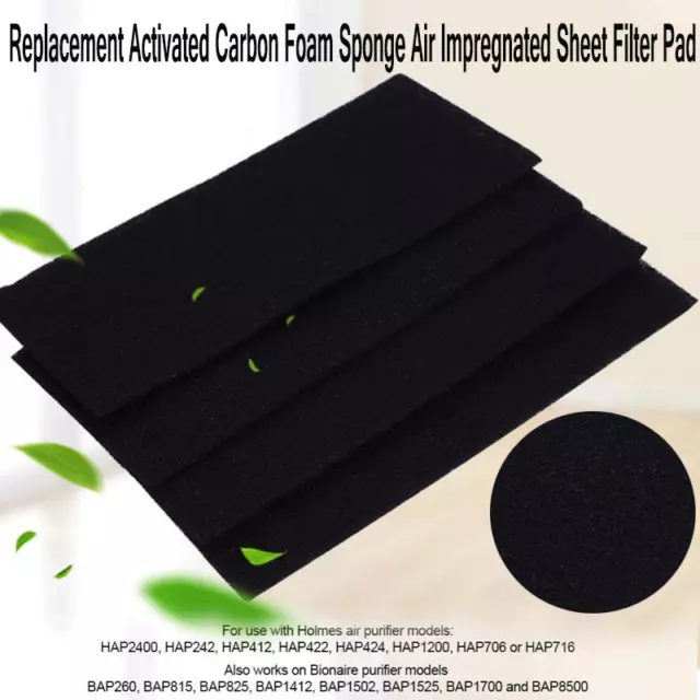 4x Universal Black Activated Carbon Foam Sponge Air Impregnated Sheet Filter Pad