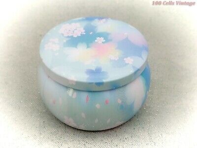 Blue Floral Colourful Collectable Tin Trinket/Jewellery/Pill Box-8cm