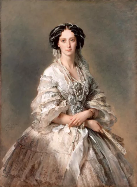 Dream-art Oil painting Noblelady portrait - Empress Maria Feodorovna with fan
