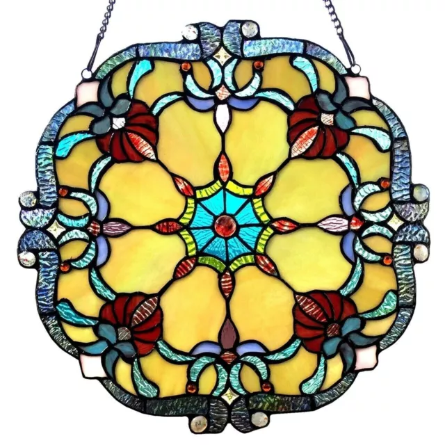 Stained Glass Tiffany Style Hanging Window Panel Suncatcher Victorian Design